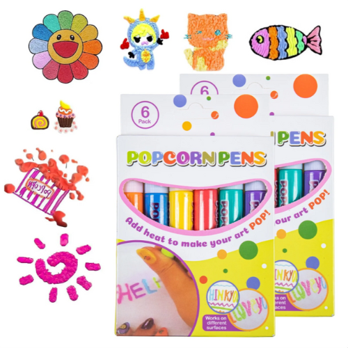 Popcorn Drawing Pen Magic Puffy 3D DIY Colorful Art Markers β Set of 6 for Kids π¨πΏ