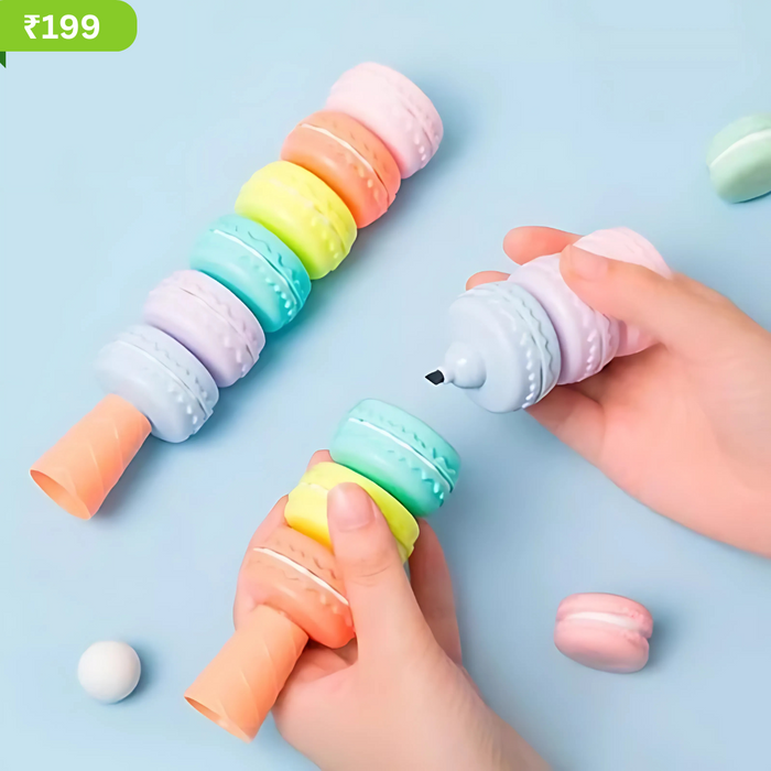 Macaron Highlighter Set – 6 Detachable & Combinable Colors 🌈✨