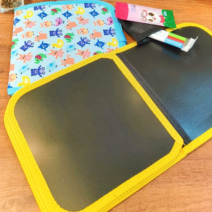 Erasable Doodle Slate Kit – Drawing Book with Colors & Wet Wipes for Kids