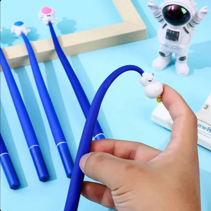 🚀 Astronaut Silicone Signature Pen | 0.5mm Gel Pen (Pack of 2)