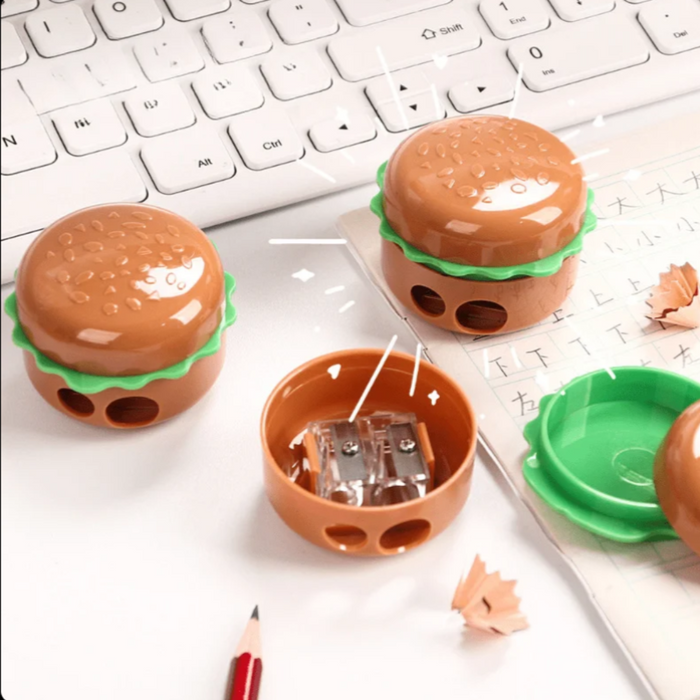 🍔 Burger-Shaped Pencil Sharpener for Kids 🍔 - Pack of 2