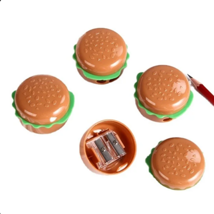 🍔 Burger-Shaped Pencil Sharpener for Kids 🍔 - Pack of 2