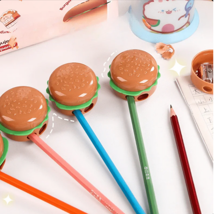 🍔 Burger-Shaped Pencil Sharpener for Kids 🍔 - Pack of 2