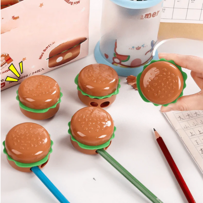 🍔 Burger-Shaped Pencil Sharpener for Kids 🍔 - Pack of 2