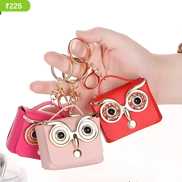 Owl Eye Handbag Keychain - Cute Coin Purse & Earphone Holder 🦉💕