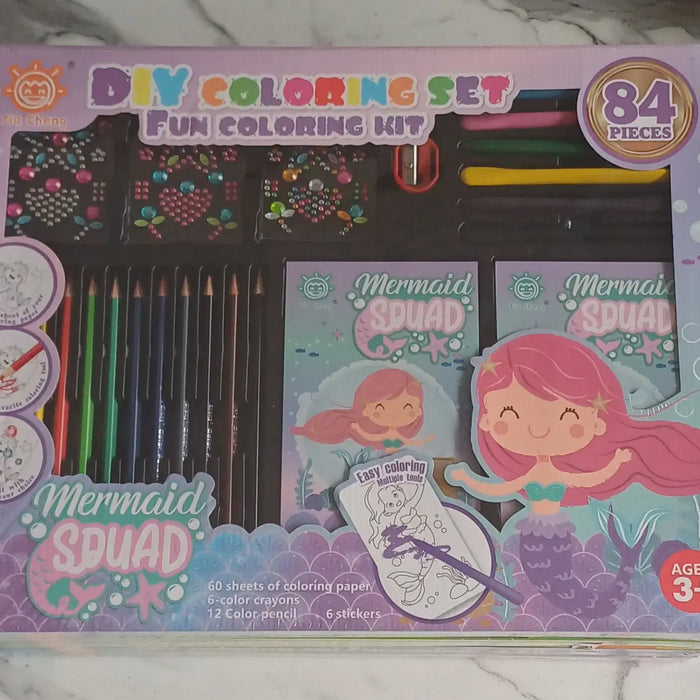 DIY 84 Pcs Mermaid Theme Coloring Set