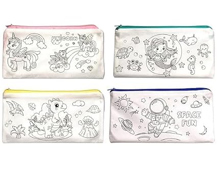 DIY Coloring Zipper Pouch for Girls | 6 Sketch Pens