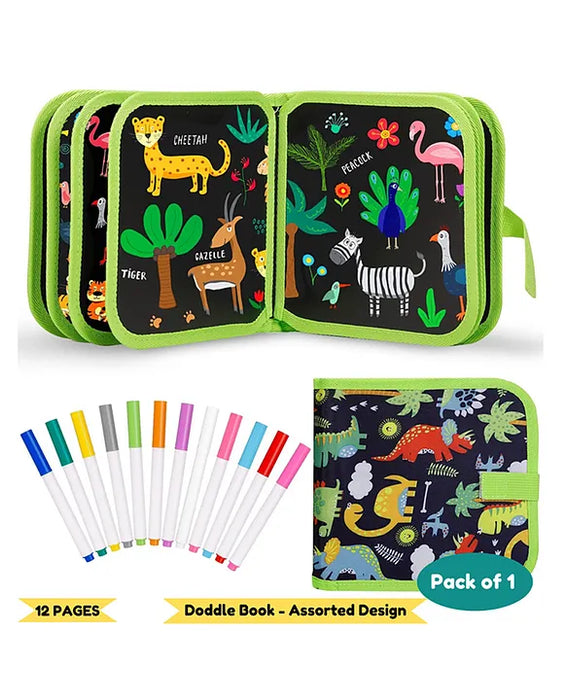 Erasable Doodle Slate Kit – Drawing Book with Colors & Wet Wipes for Kids