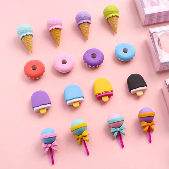 Cute Donut  Ice Cream Erasers | Set of 4