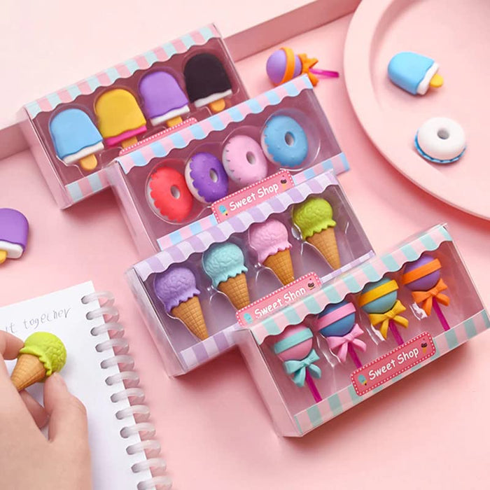 Cute Donut  Ice Cream Erasers | Set of 4