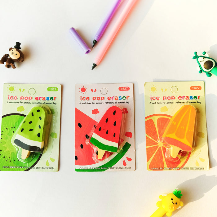 Ice Pop Fruit Erasers for Kids | Fun Stationery 🍉🍈🍊