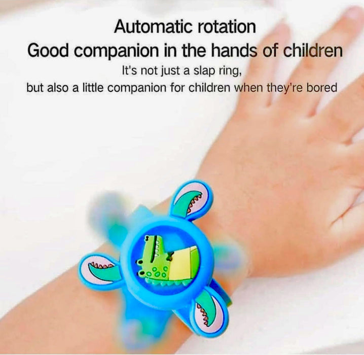 Wrist Band for Kids with Spinner Top LED Light Cute Cartoon Bracelet Slap Band for Boys & Girls Birthday Party Return Gift Kids Band - 1 Pc, Random Colors