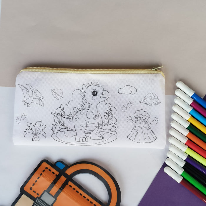 DIY Coloring Zipper Pouch for Girls | 12 Sketch Pens