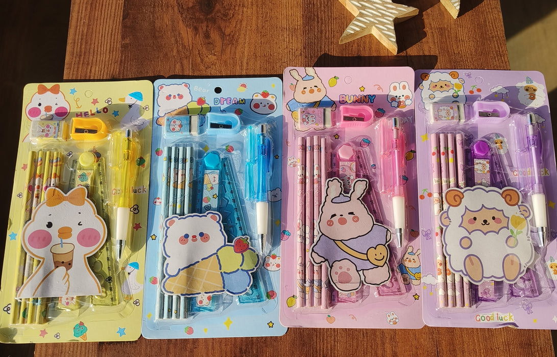 Cute Stationery Set for Kids –(8-Piece set) ✨✏️