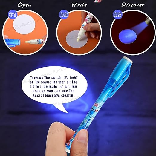 Invisible Ink Magic Pen Set for Kids | UV Light Spy Pens