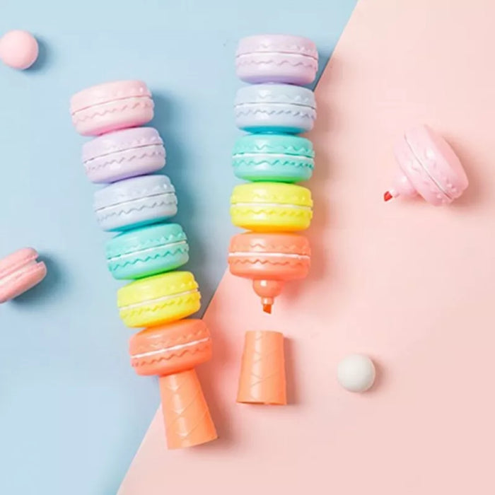 Macaron Highlighter Set – 6 Detachable &amp; Combinable Colors 🌈✨