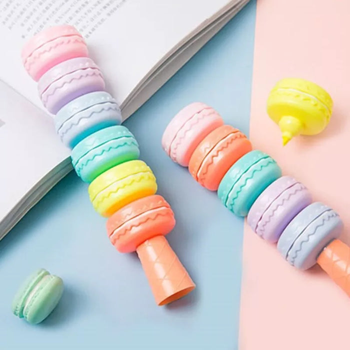 Macaron Highlighter Set – 6 Detachable &amp; Combinable Colors 🌈✨