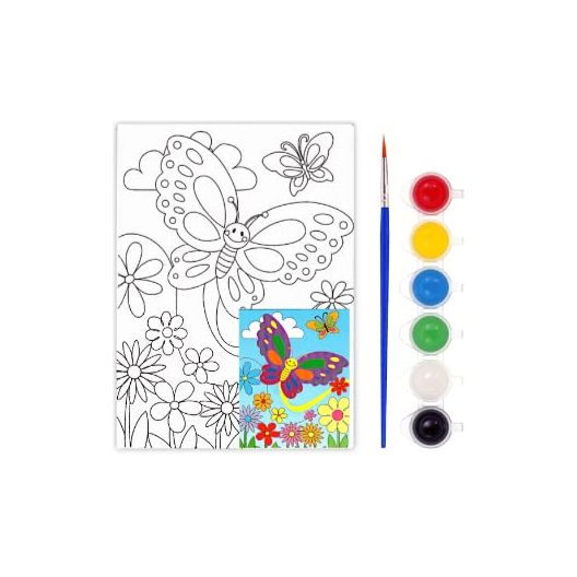 Mini Pre-Drawn Canvas Panel with Poster Colors & Brush