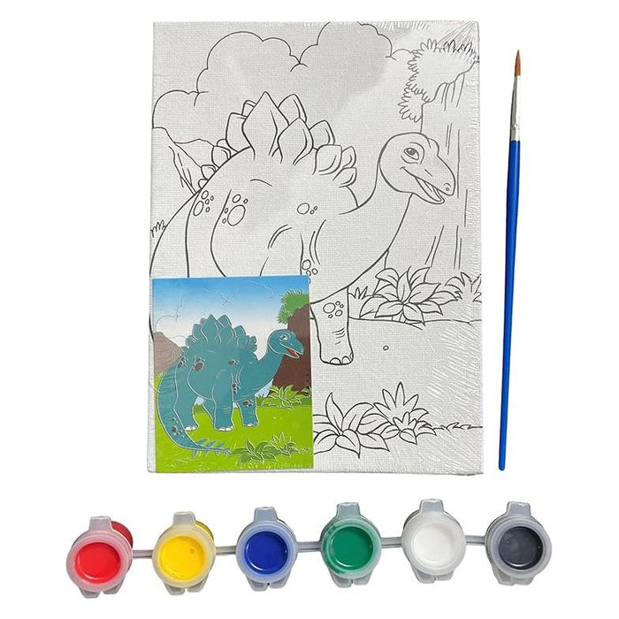 Mini Pre-Drawn Canvas Panel with Poster Colors & Brush