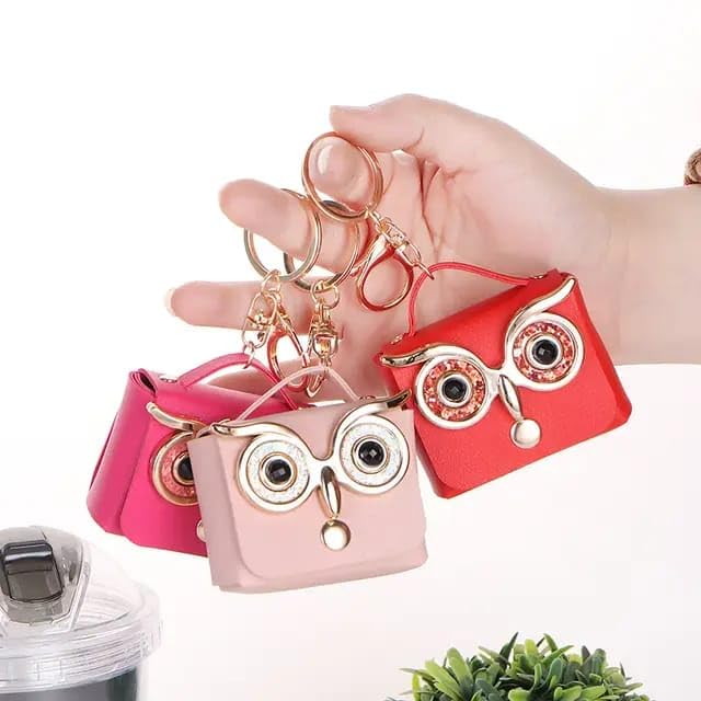 Owl Eye Handbag Keychain - Cute Coin Purse & Earphone Holder 🦉💕