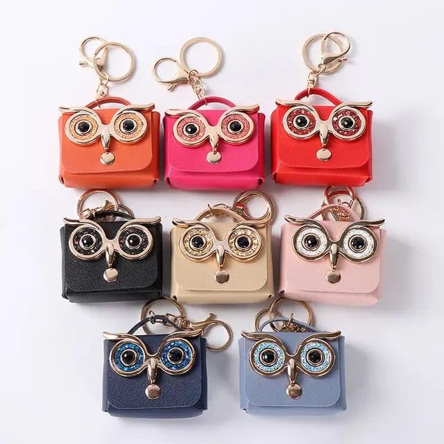 Owl Eye Handbag Keychain - Cute Coin Purse & Earphone Holder 🦉💕