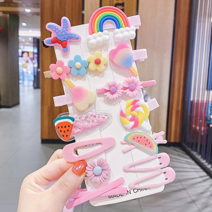 Cute Korean Hair Clips Set for Girls (Pack of 14)