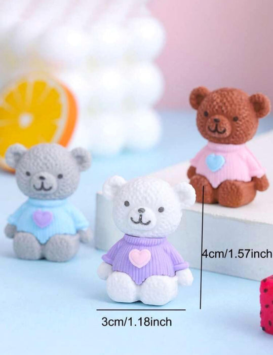 Teddy Bear Eraser Pencil Topper - Pack of 4 🧸