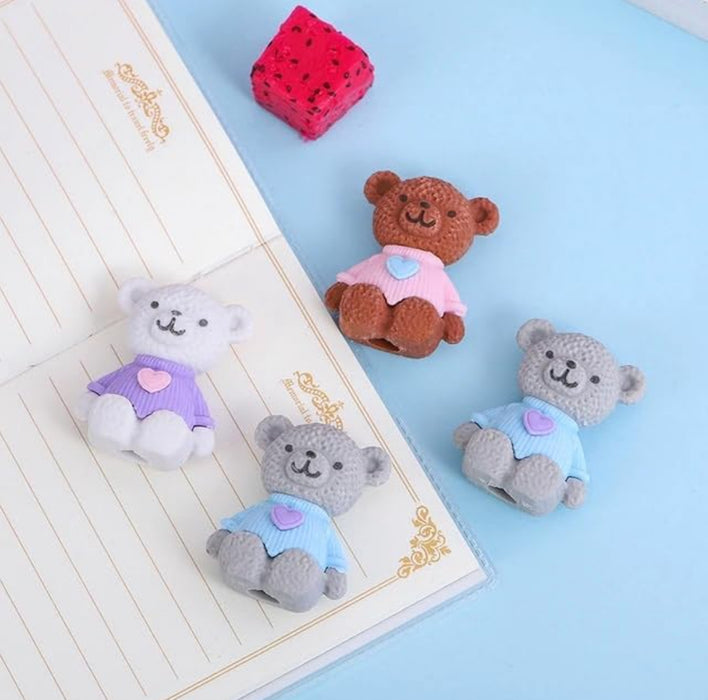 Teddy Bear Eraser Pencil Topper - Pack of 4 🧸