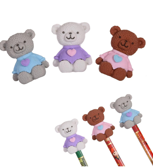 Teddy Bear Eraser Pencil Topper - Pack of 4 🧸