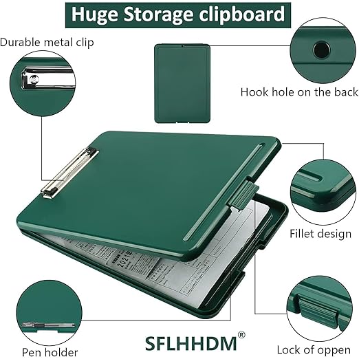 A4 Clipboard with Storage | Lightweight Plastic Paper Holder