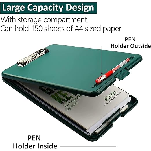 A4 Clipboard with Storage | Lightweight Plastic Paper Holder