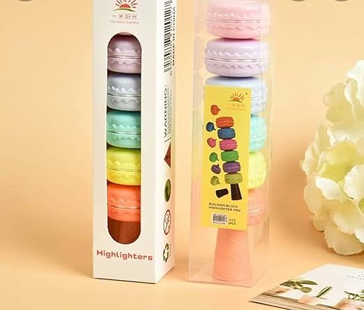 Macaron Highlighter Set – 6 Detachable &amp; Combinable Colors 🌈✨