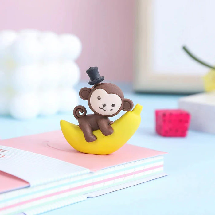 Monkey on Banana Eraser Pencil Topper - Pack of 4 🍌🐒