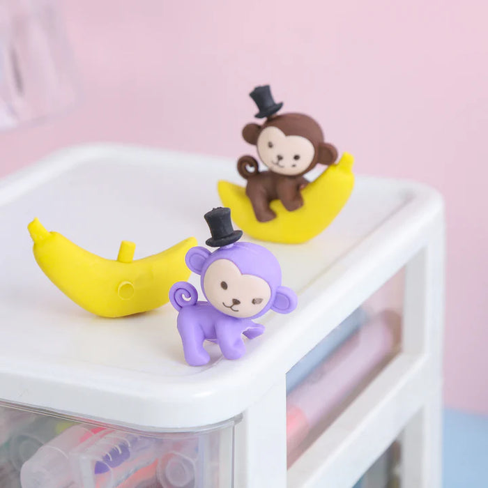 Monkey on Banana Eraser Pencil Topper - Pack of 4 🍌🐒