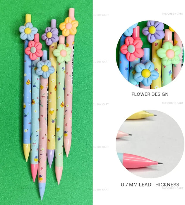 Flower Mechanical Lead Pencil 0.7mm Lead (3pcs of Flower Design Mechanical Pencil)