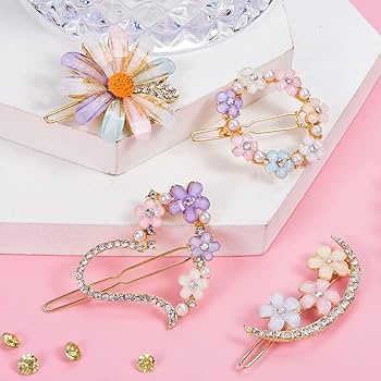 Korean Flower Hair Clips Set of 4