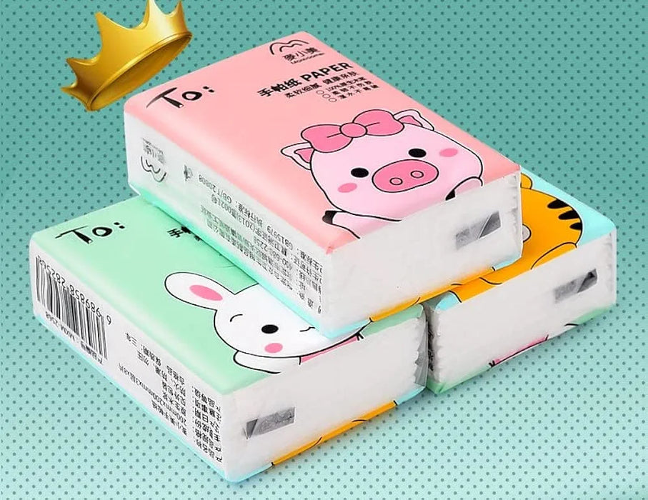 Pocket Tissue Papers (3 Ply, 8 Pulls Per Pack) | Pack of 10 | 100% Skin-safe