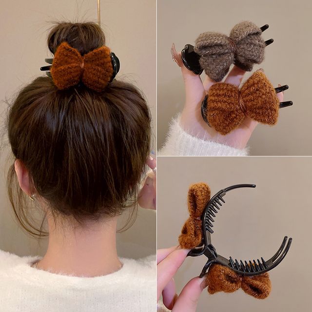 Handmade Crochet Bow Clutcher | Cute Hair Claw Clip for Women & Girls