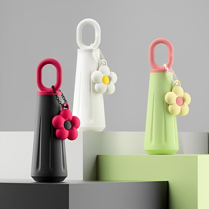 Floral Glass bottle with Charms
