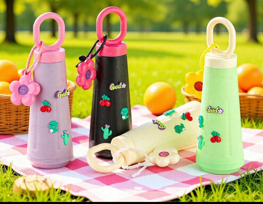 Floral Glass bottle with Charms