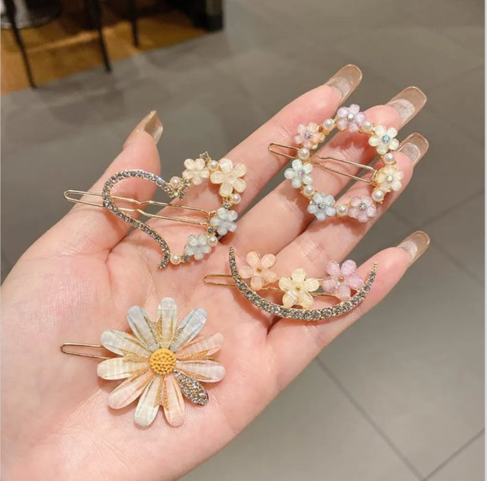 Korean Flower Hair Clips Set of 4