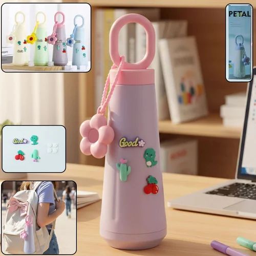Floral Glass bottle with Charms