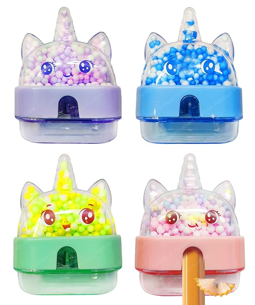 Cute Unicorn Shape Sharpener with Colorful Foam Balls - Pack of 2 🎉🦄