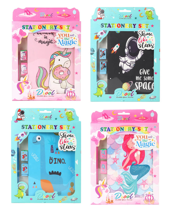 Kids' Fun Stationery Set – Unicorn, Space, Mermaid & Dino Themes