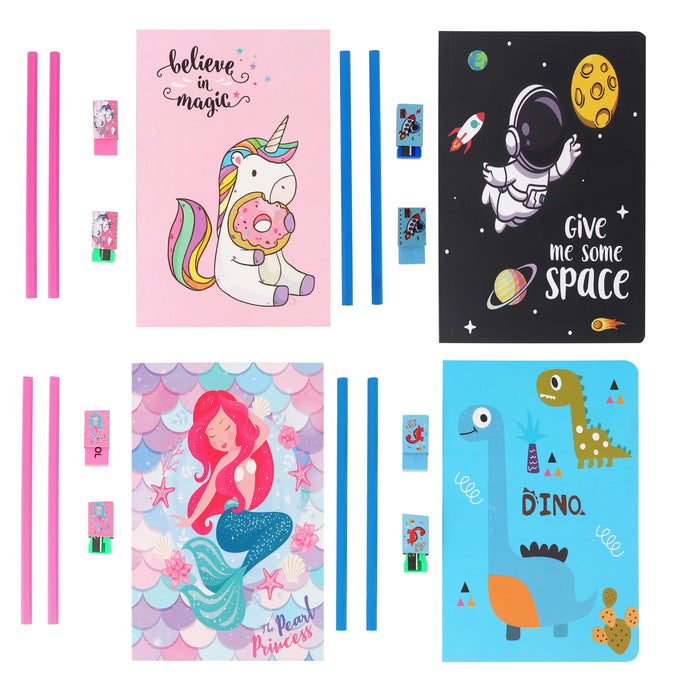 Kids' Fun Stationery Set – Unicorn, Space, Mermaid & Dino Themes